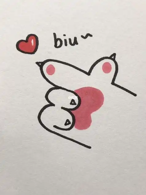 简笔画可爱猫爪比心