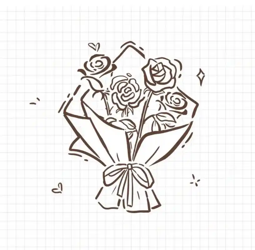 【简笔画花束贺卡】画一束鲜花,画一纸浪漫 # 超简单