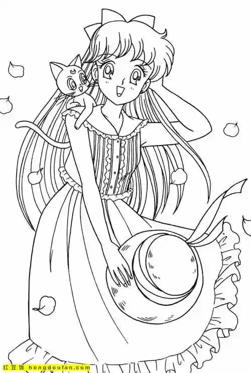 少女心的可爱多彩的美少女战士公主涂色图片-红豆饭小学生简笔画大全