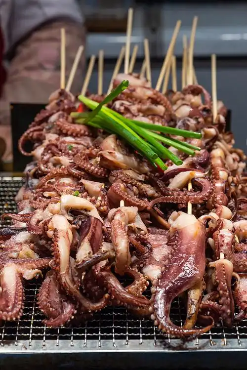 四川小吃烤鱿鱼串图片