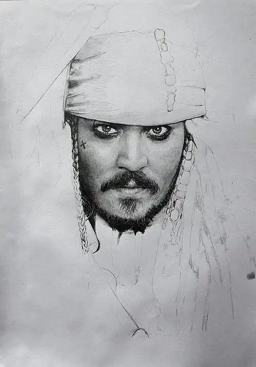 王f手绘加勒比海盗杰克船长附简单过程