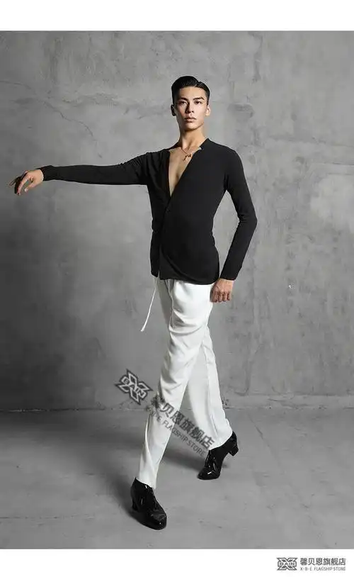 zym拉丁服男zym20603男士拉丁舞服上衣国标舞长袖男士练功舞蹈服装衬