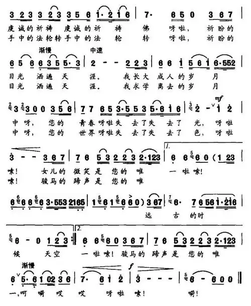 祈盼简谱该歌谱演奏者为合唱团,歌曲名称为祈盼,歌谱类型