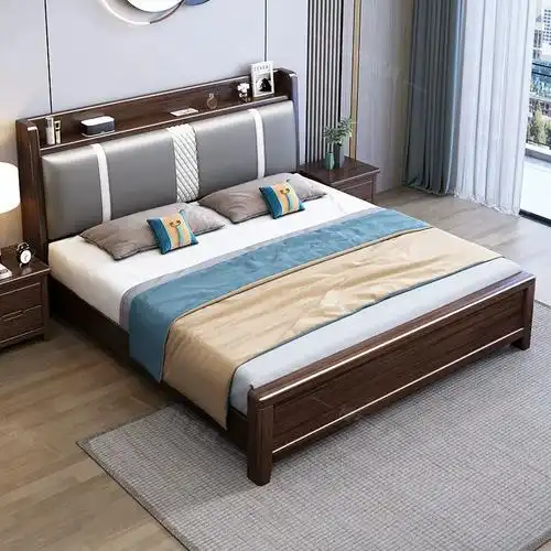 紫金檀木软包实木床18米双人床15米家用高档现代主卧储物床