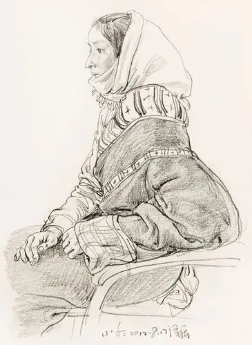 0407 库泽女孩 镜心 纸本速写