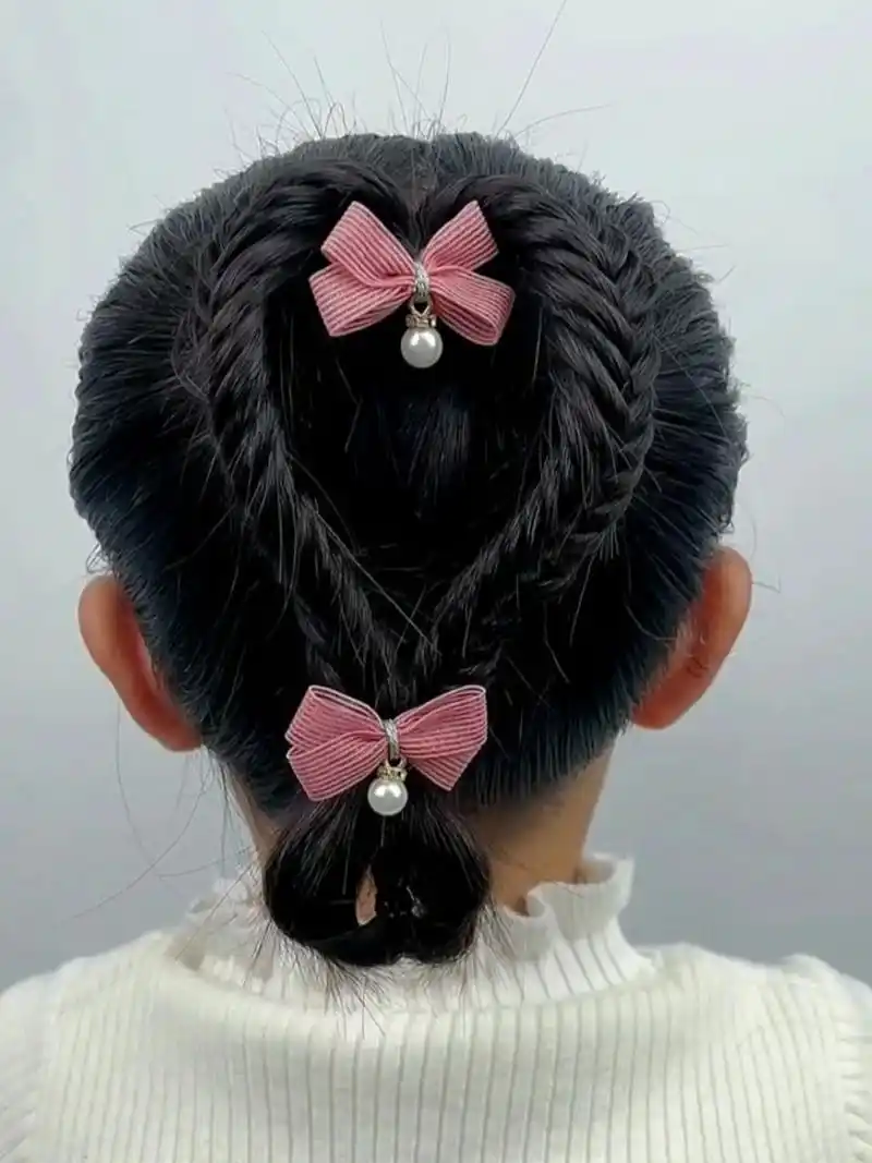 爱心马尾 "日常儿童编发 "简单好看发型 "