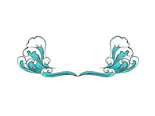 蓝色线条卡通浪花波浪大海海浪png素材元素