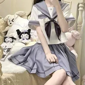 月野家水手服春夏新款jk制服套装短袖衬衫女长袖学院风百褶裙大码