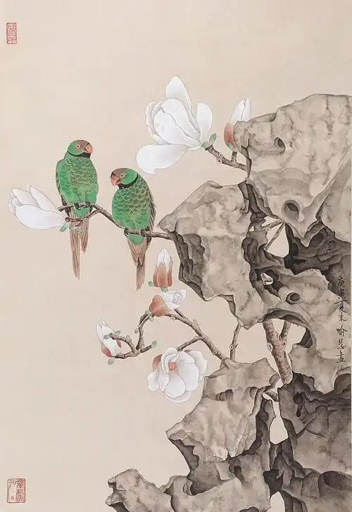 喻慧 花鸟 立轴 纸本