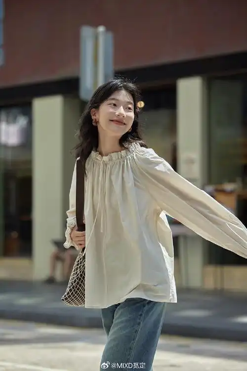 mixd 7.27上新#  莉莉安恋曲!简约气质 宽松木耳边长袖娃娃衬衫!