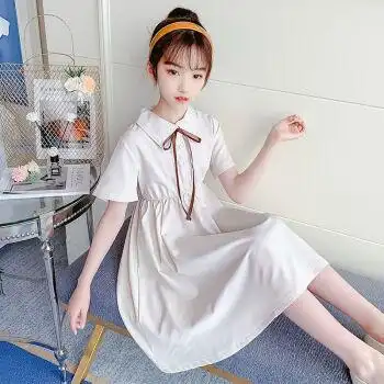 女童夏季裙子适合2-13岁小女孩穿的学院风连衣裙儿童中大童长款裙子