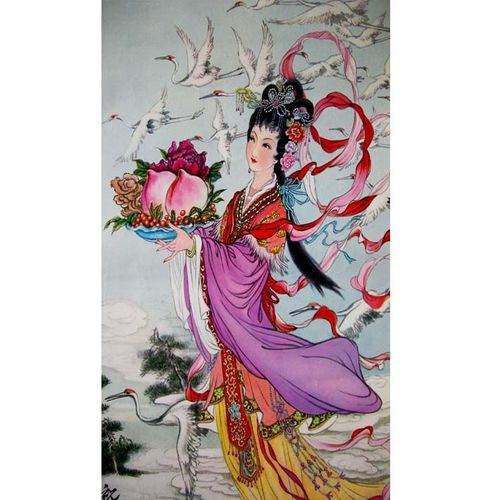 嫦娥奔月仙女神仙图古代美女画像嫦娥玉兔照广寒清兴仙女图贴画4