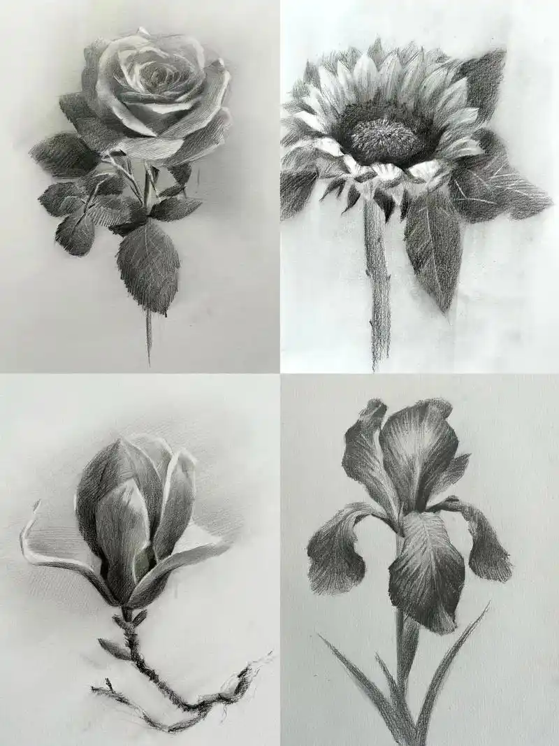 素描花卉  绘画步骤.#图文种草机 #绘画 #零基础教学 # - 抖音