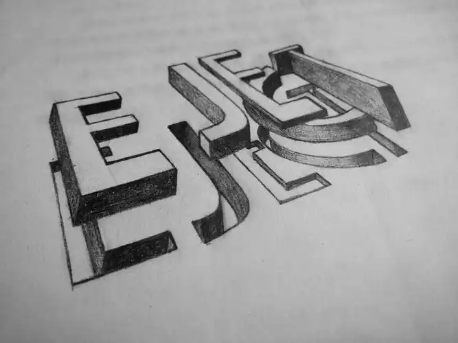 立体英文字体临摹练习no.