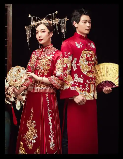 秀禾服男装2021新款中式结婚礼服古装新郎唐装龙凤褂夏盘锦绣男士