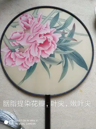 兰之工笔团扇之(桃花)