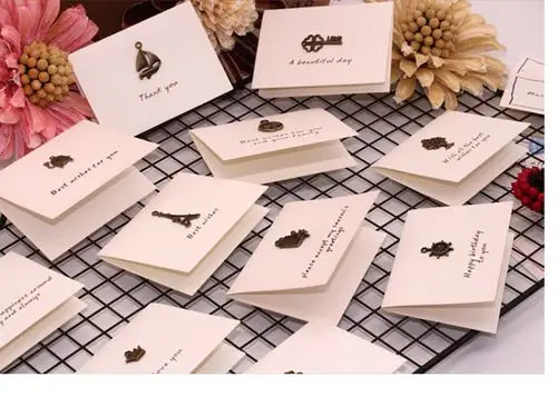 文艺复古折叠小卡片生日祝福感谢留言卡圣诞节教师节情人节日贺卡