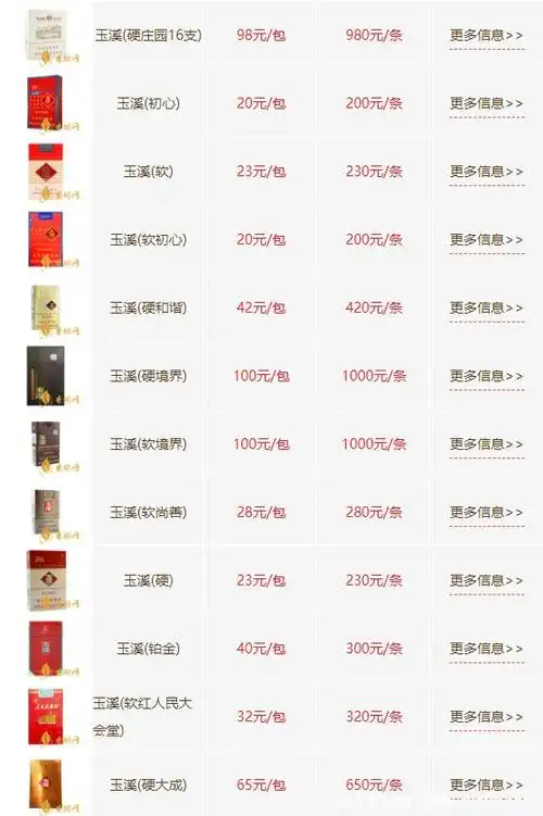牌香烟,玉溪香烟价格表和图片大全2022玉溪香烟多少钱一包最完整版