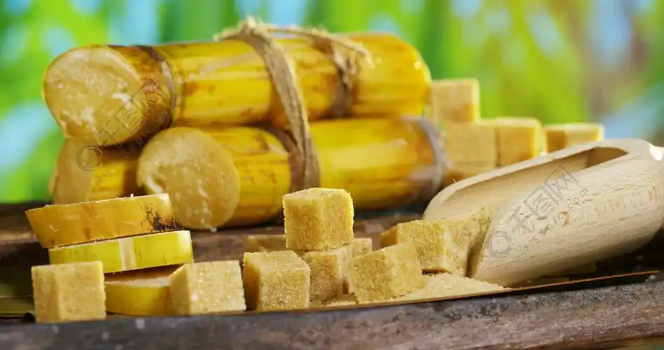 甘蔗方糖和糖原料颗粒中的组成一个宏镜头概念甜味剂性质能量果汁和