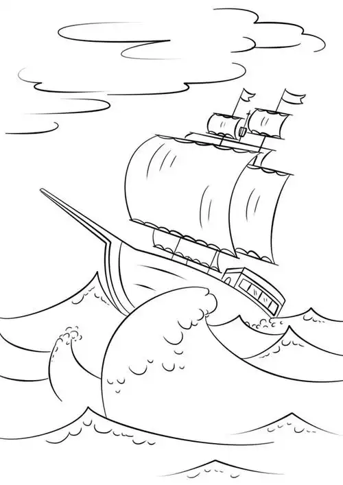 【帆船简笔画】帆船乘风破浪简笔画图片