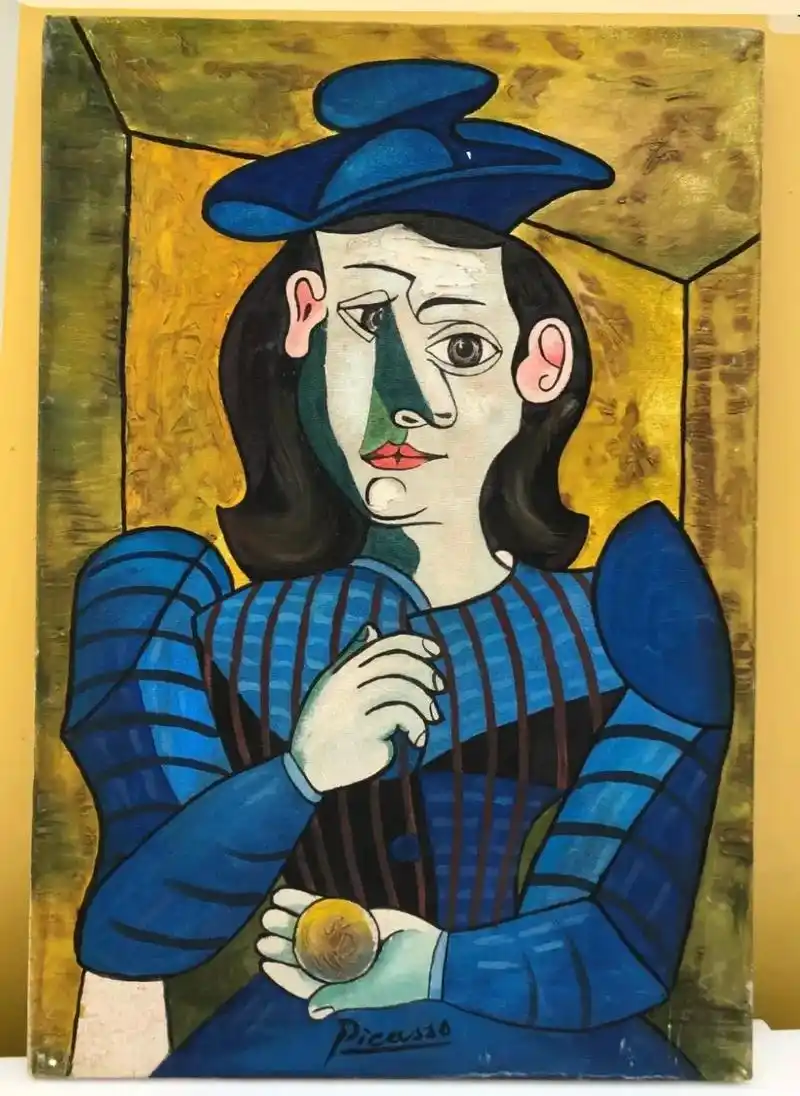 【欣赏】毕加索亲笔创作并签名的油画作品 油画尺寸:40*60 - 抖音