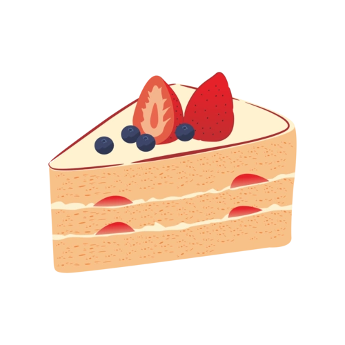 草莓蛋糕切块卡通手绘矢量