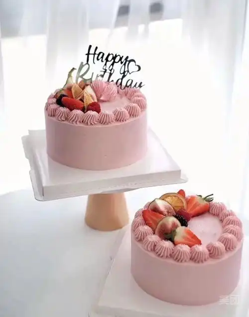 粉色少女心田园风生日蛋糕图片