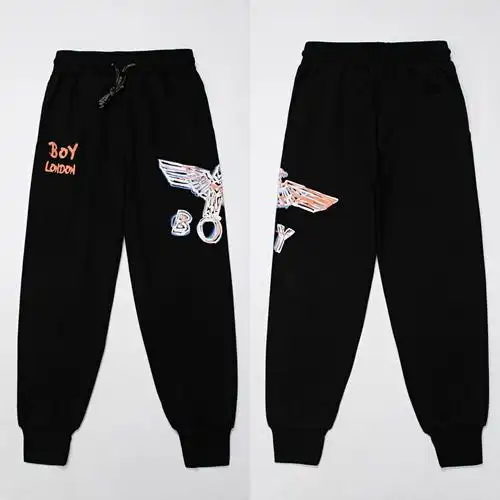 潮牌2021boy秋冬新款字母刺绣老鹰翅膀男女卫裤情侣休闲运动裤子￥80