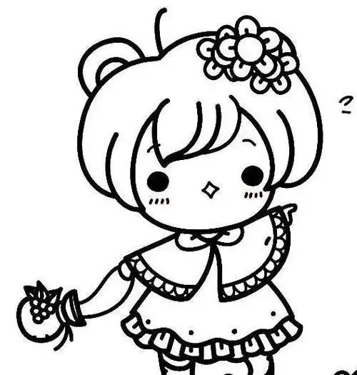 萌妹子简笔画教程卡通漫画手机上操作请先点击保存图片可爱女孩头简笔