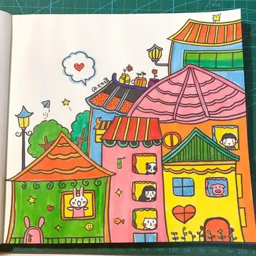 奇奇怪怪的房子涂色简笔画