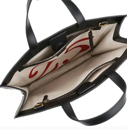 gucci/古驰 tian系列 男士棕色pvc狼头图案logo印花手提包挎包