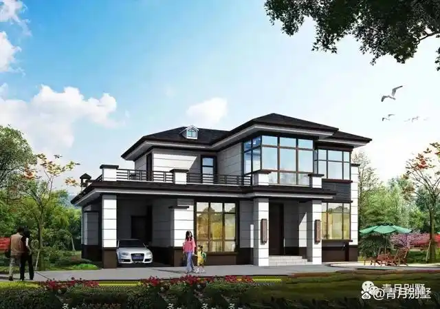 经典二层小别墅南北通透带车库,在农村建非常合适,造价也低