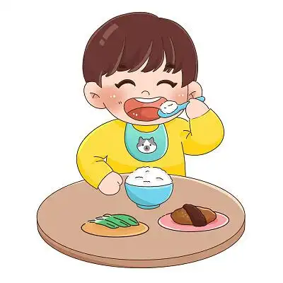 卡通儿童插画吃饭的孩子人物元素吃饭人物