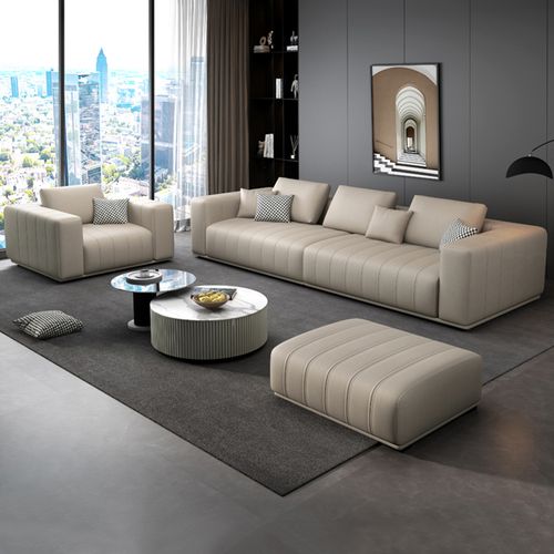 免洗沙发现代简约家居意式极简北欧风客厅家具皮艺沙发组合纳帕皮沙发