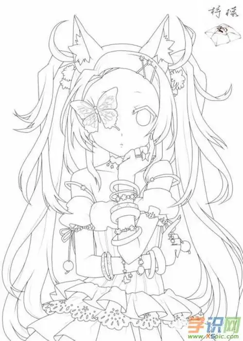 铅笔画头像女生卡通图片