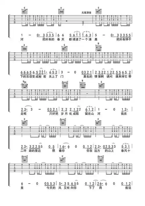 春风十里吉他谱-鹿先森乐队-我说所有的酒都不如你3