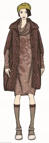 美丽橙红色大外套女装服装效果图