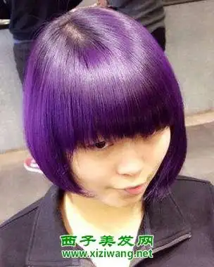紫色沙宣短发女发型图片
