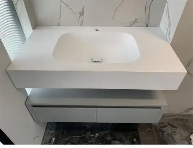 定制杜邦可丽耐一体盆人造石台面浴室柜组合台下盆洗脸盆洗手盆13m单