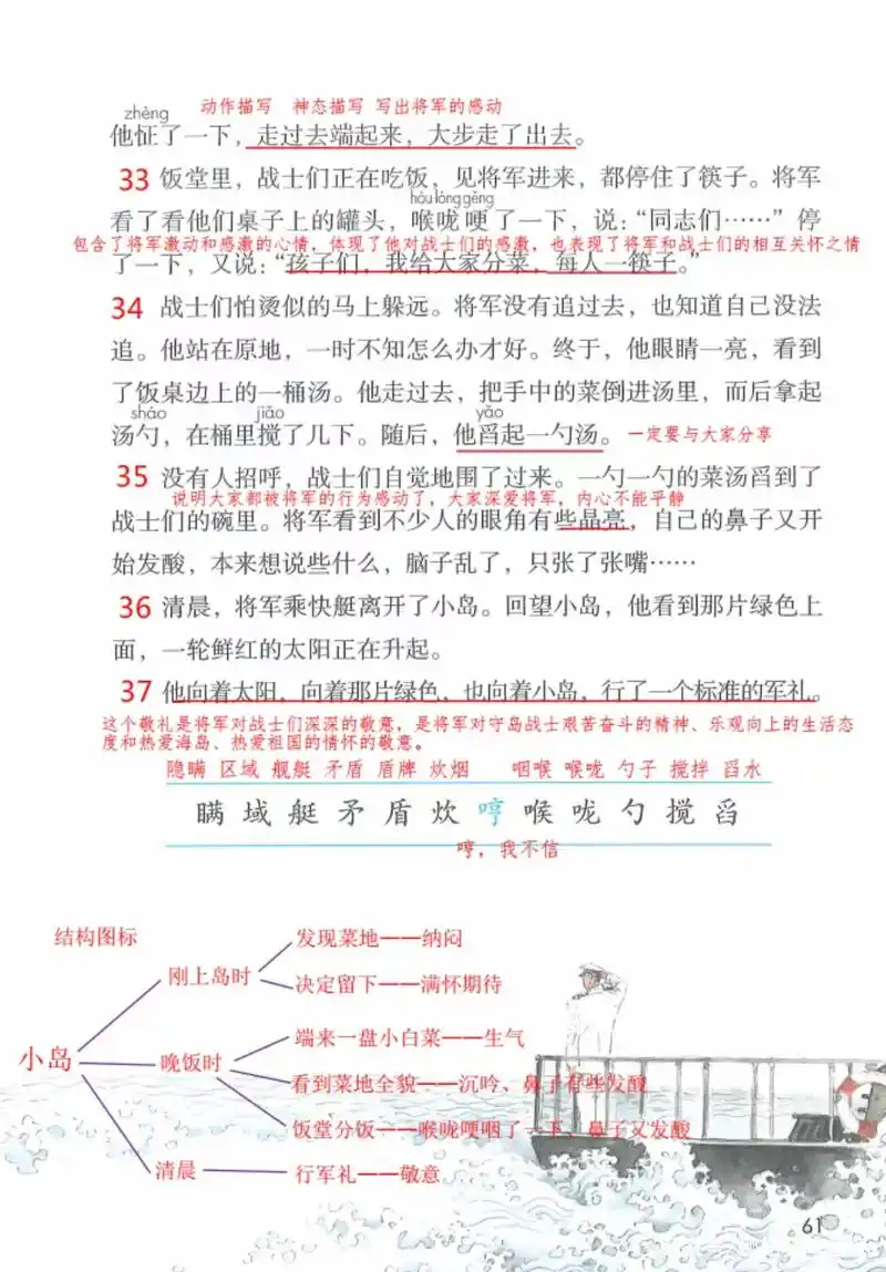 五年级语文上册,第四单元课文15《小岛》课堂笔记