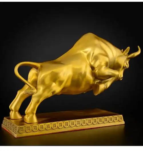 铜牛摆件牛气冲天股票牛市家居装饰客厅办公室桌面店铺开业风水摆件8