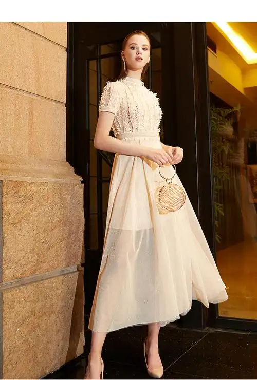 晚礼服高贵名媛连衣裙礼服主持人大方简单会长款宴礼服