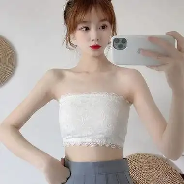 蕾丝抹胸内衣女无肩带打底防走光白色内搭背心聚拢裹胸式上衣吊带