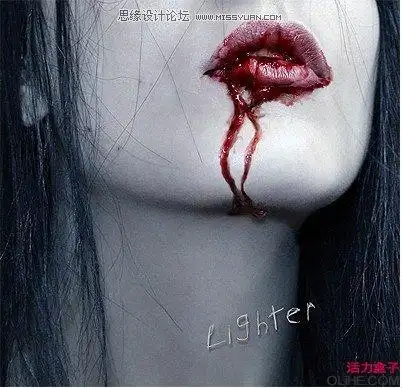 用photoshop打造美女嘴角流血效果