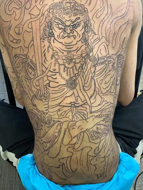 满背不动明王_纹身图案手稿图片_刺云匠的纹身作品集