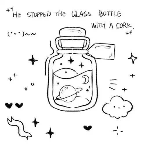 黑白ins简笔画之瓶子丨星球瓶幸运瓶素材