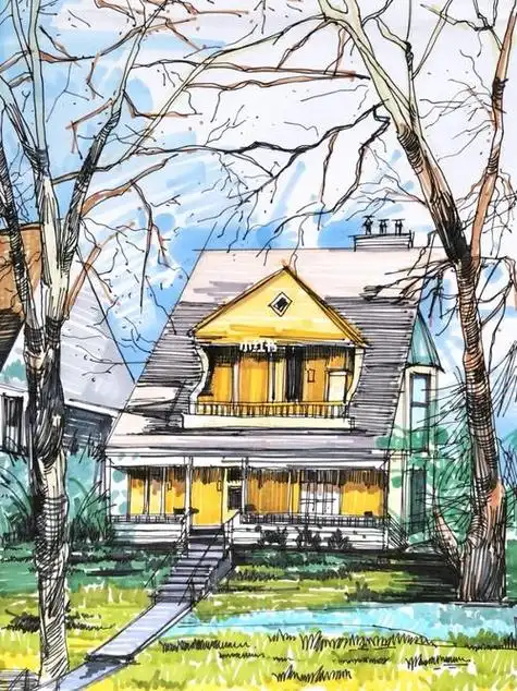 马克笔绘画风景马克笔绘画风景图