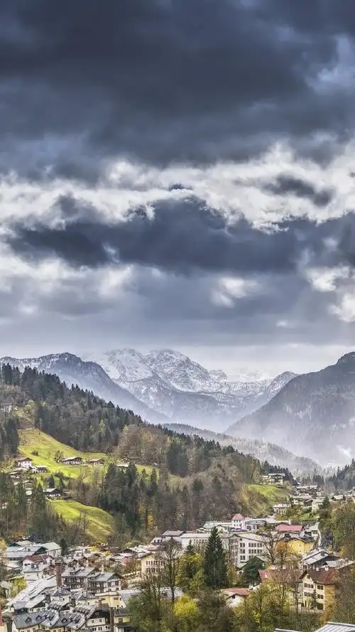 德国,山脉,城市,阿尔卑斯山 1080x1920 iphone 8/7/6/6s plus 壁纸
