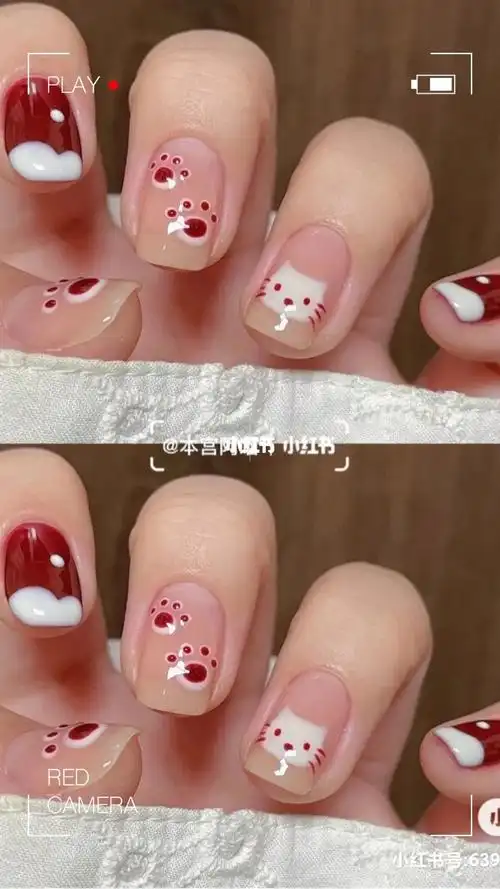 低调可爱猫咪美甲