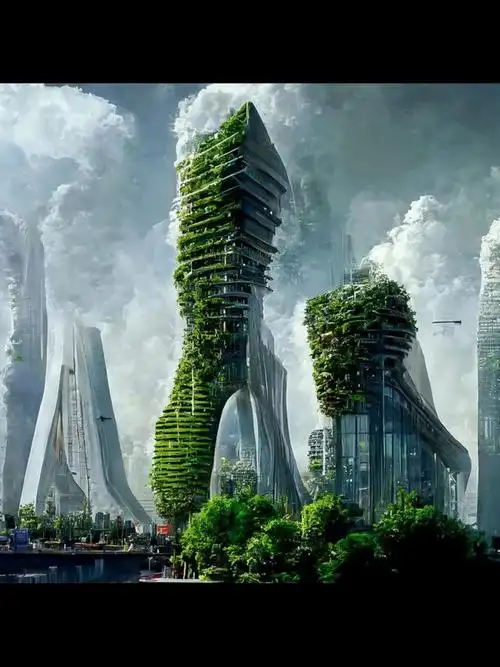 ilemon未来主义摩天大楼绿色生物塔manas
